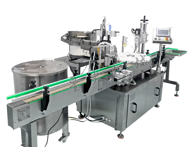 全自动液体灌装旋盖一体机-酒精喷雾灌装机